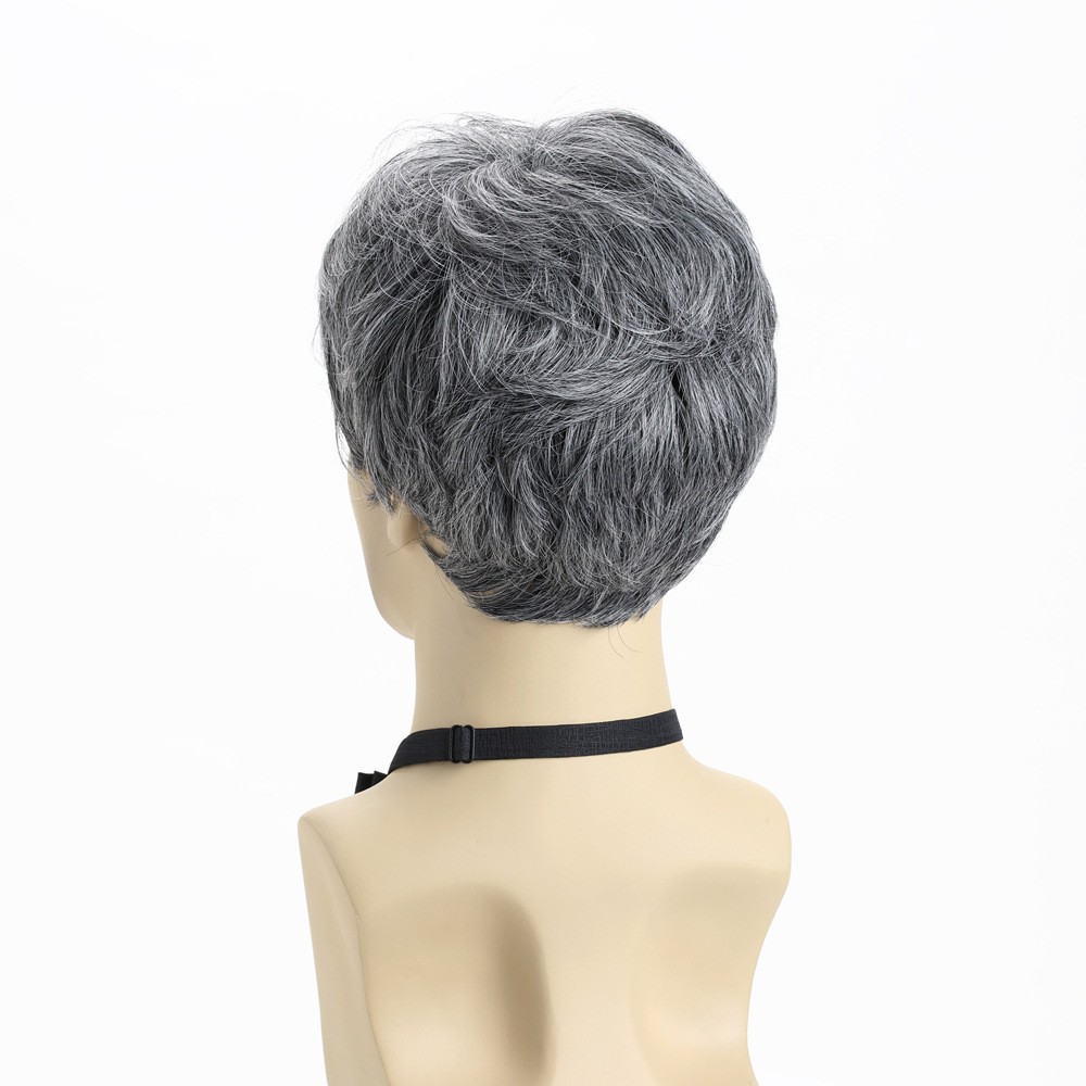 Men’s 8in Short Silver Gray Wig Full Heat Resistant Synthetic Cosplay Party