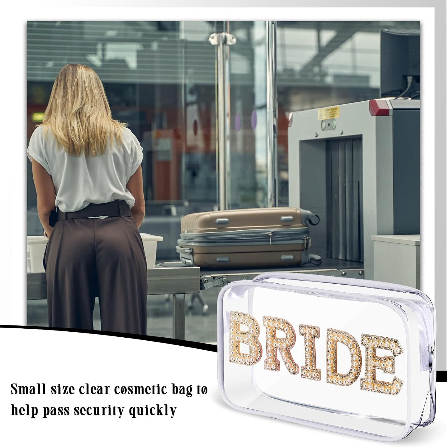 Bride Bag Clear Makeup Bag Bride Gift Cosmetic Packet Mrs Pearl Bachelorette Toi