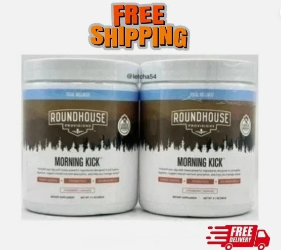 2-PACK ROUNDHOUSE PROVISIONS MORNING KICK-DIGESTIVE POWDER-STRAWBERRY LEMONADE