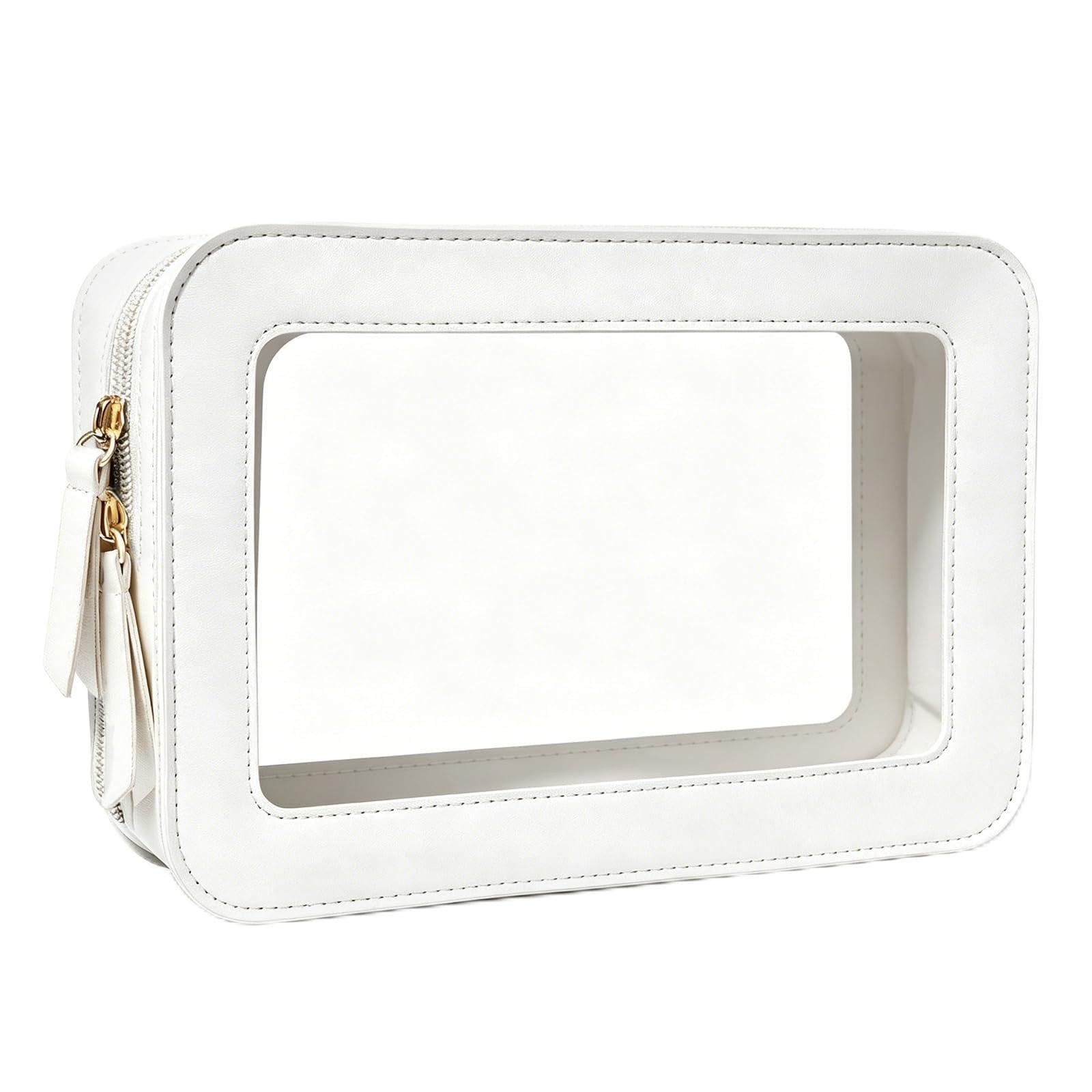 ACUDUDOMA Clear Portable Makeup Bag Organizer TSA Approved Travel White