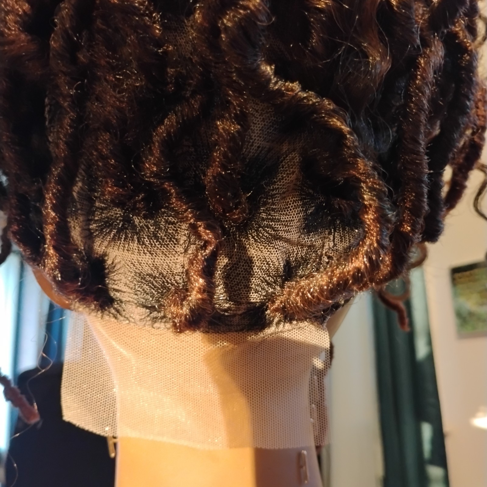 Full Lace BohoFaux Locs Dreadlocks Wig Synthetic Dark Brown/Auburn 21-30in