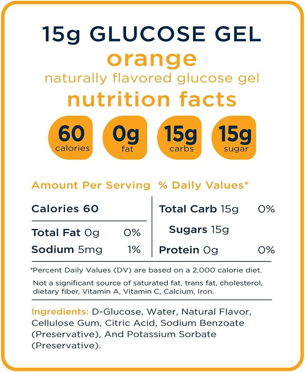 Transcend 15g Glucose Gel Packs Raise Blood Sugar Support – Orange 15 Pack