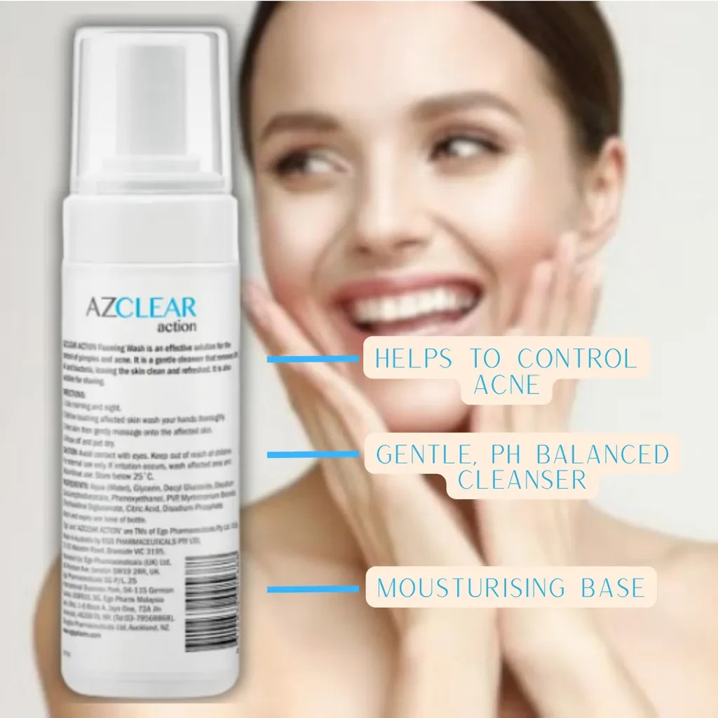 AZCLEAR Action Foaming Wash Cleanse (150ml) Gentle Anti-Acne (EXP DATE: 03/2030)