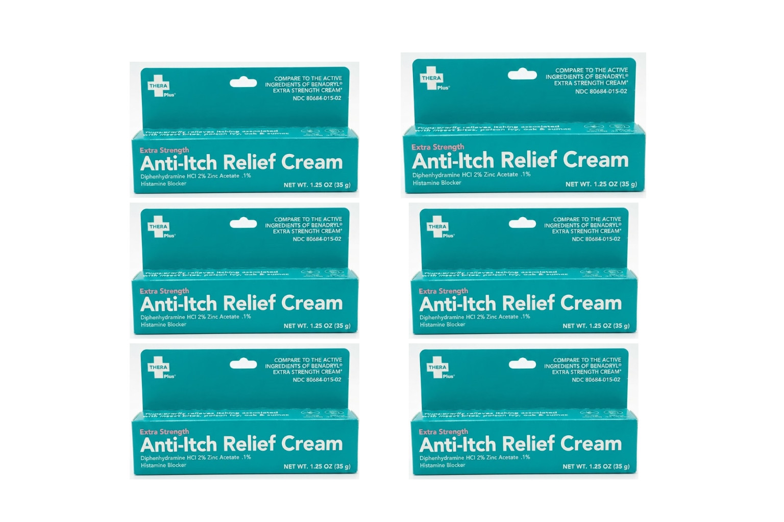6 Pack Thera Plus Extra Strength Anti-Itch Relief Cream 1.25 oz