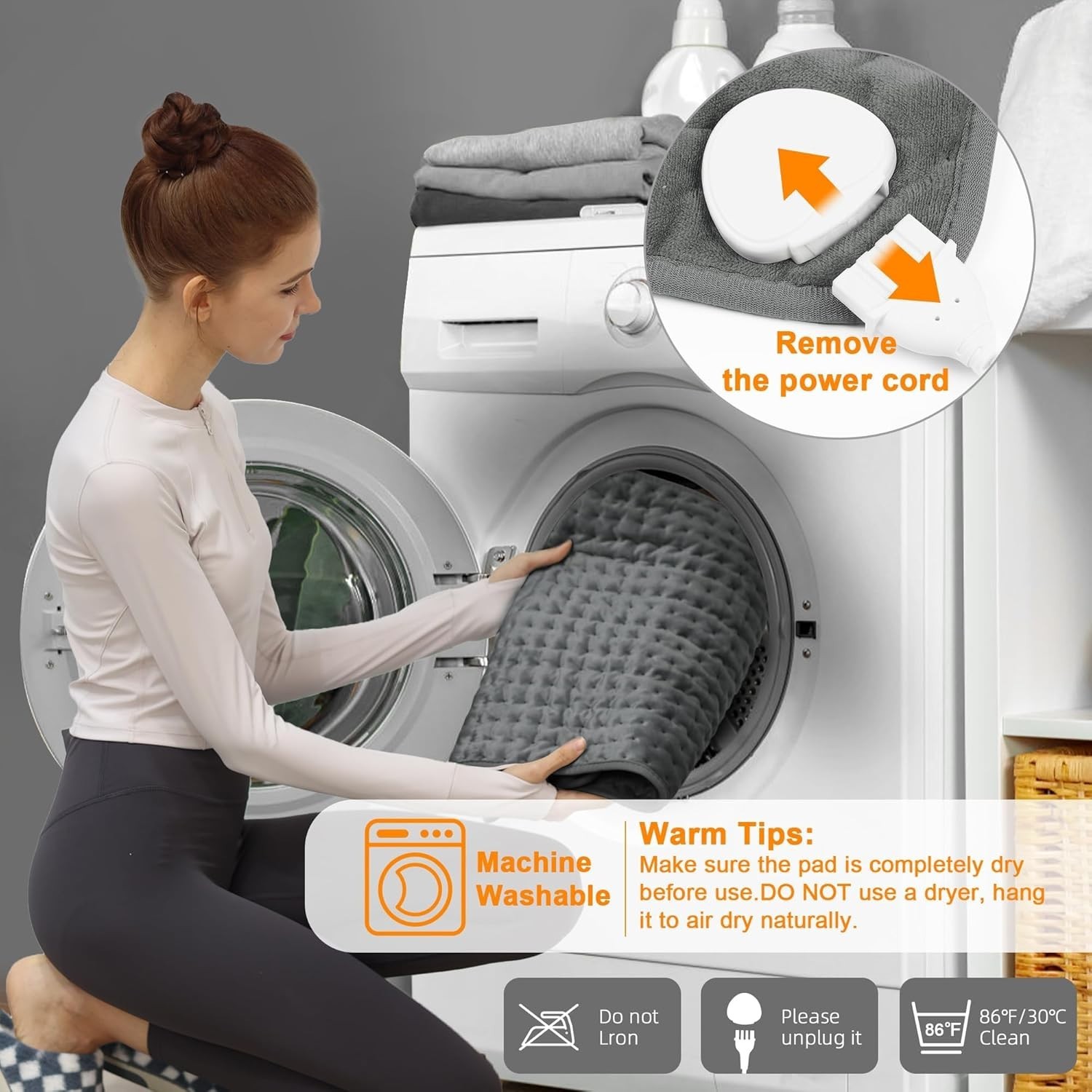 Moist & Dry Electric Heating Pad for Abdomen & Legs – Machine Washable Design