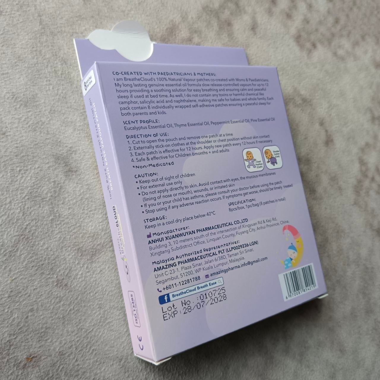 Breath Cloud Vapour Patch Breath Ease Nasal Congestion Relief 8 Pcs Cough Cold