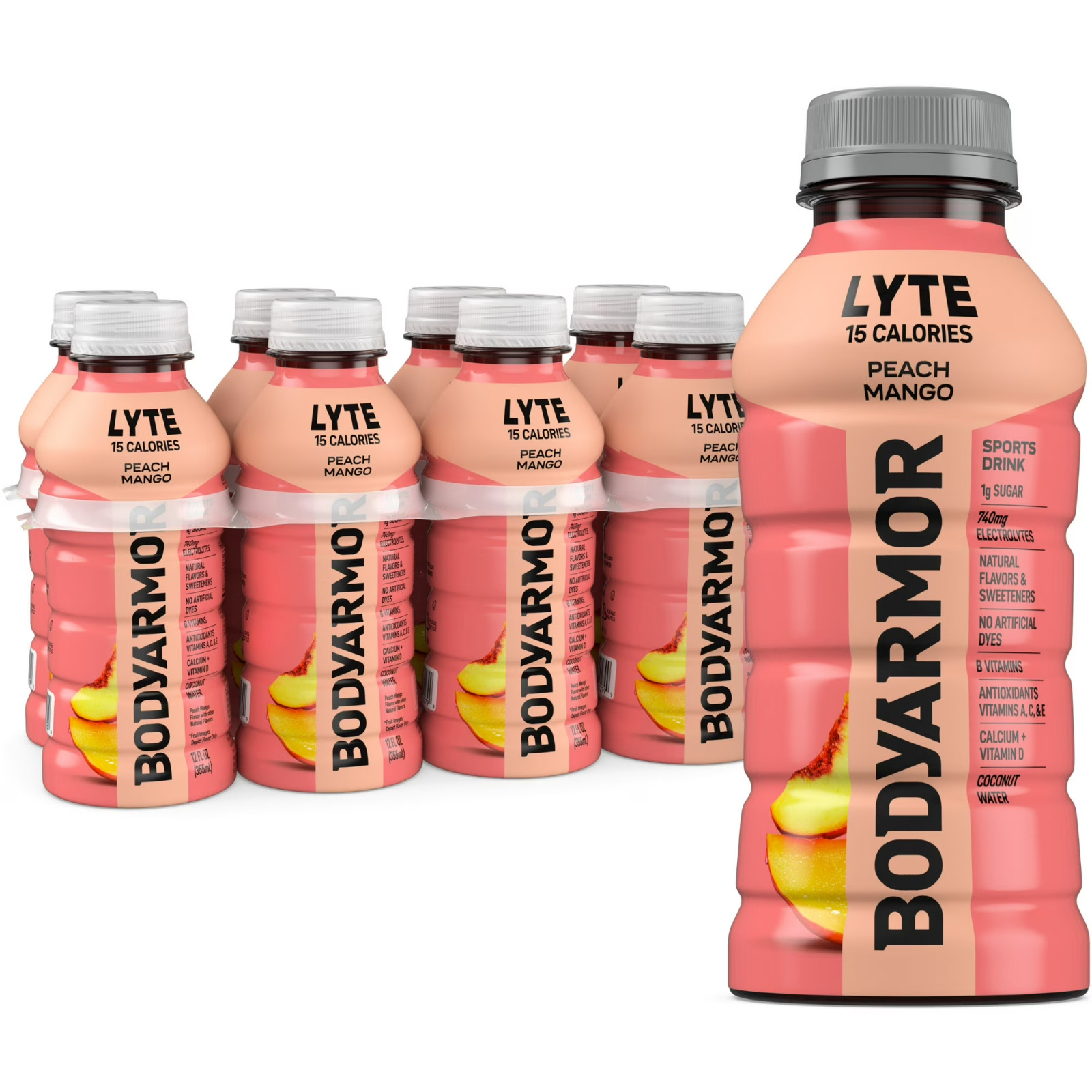 BODYARMOR Lyte peach Mango Electrolyte sports Drink 12 fl oz 8 Pack Bottles…..