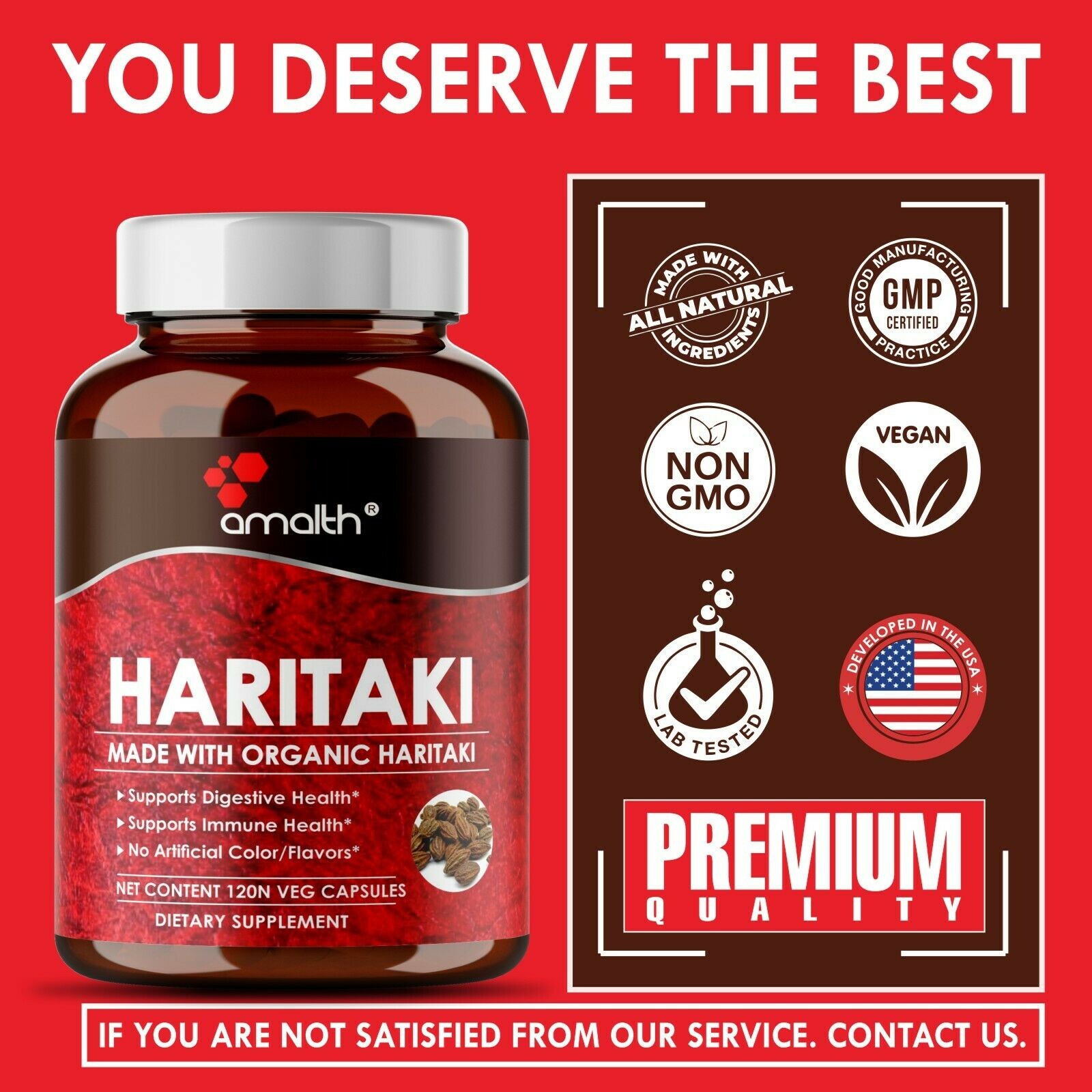 Organic Haritaki Terminalia Chebula Powder Bibhitaki Harad 1500mg 120 Capsules