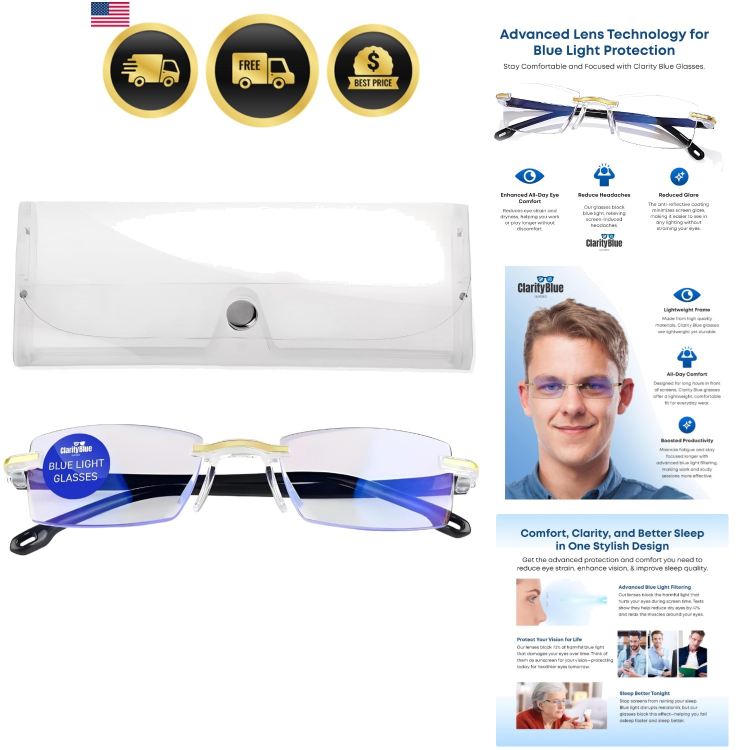 Clarity Blue Glasses for Women and Men Clarity Blue Light Glasses For Reading…
