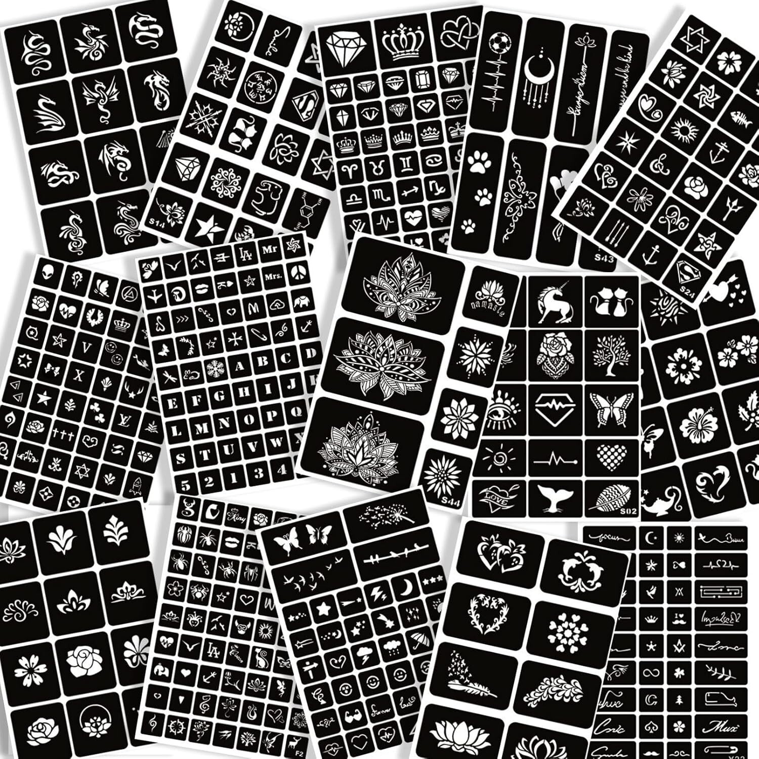 280 Pcs or 410 Pcs Reusable Henna Tattoo Stencils Kit Temporary Tattoo Templates