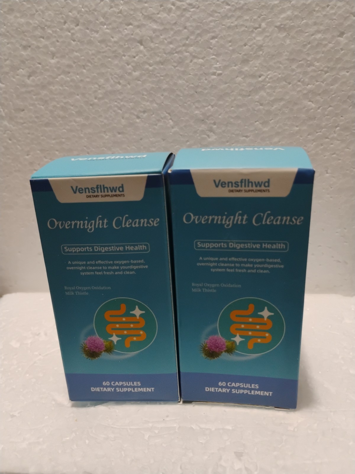 2-Vensflwd Adult Overnight Cleanse Dietary Supplement. 60 Capsules Per Bottle