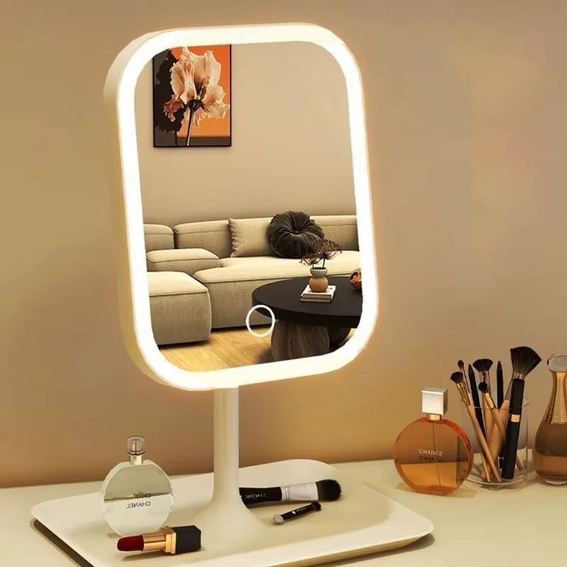 LED Makeup Vanity Mirror 3 Color Light Touch Control Dimmable Desktop Mirror