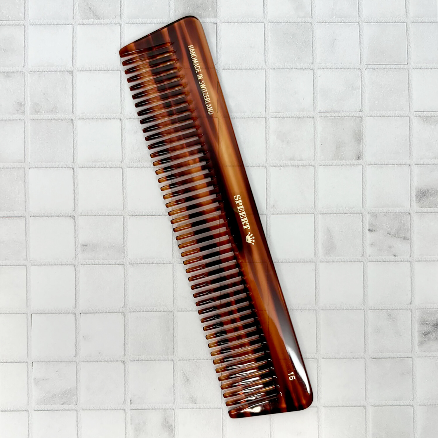 Speert Handmade Swiss European Comb Style #15 7 Inch Wide Tortoise Havana Brown