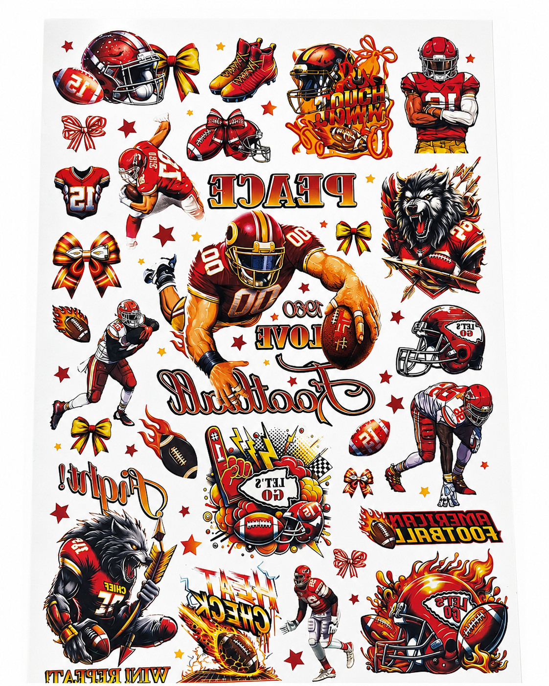 Football Temporary Tattoo Sheet Party Favor Game Day Birthday Bag Filler Kids