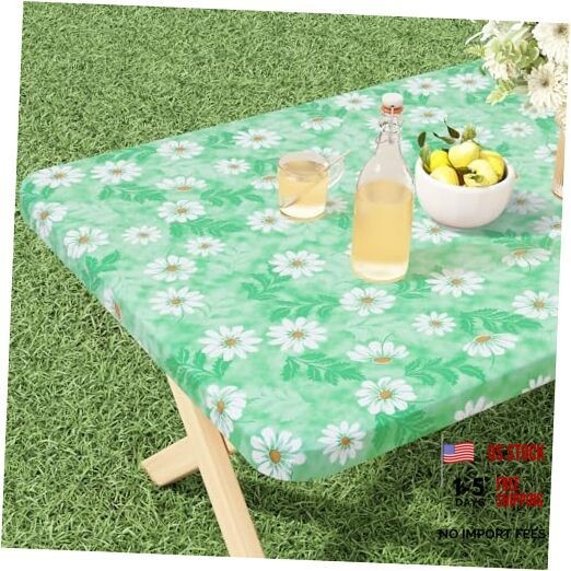 Rectangle Vinyl Tablecloth, Fitted Table Cover, 48″ x 24″ (Rectangular) Green