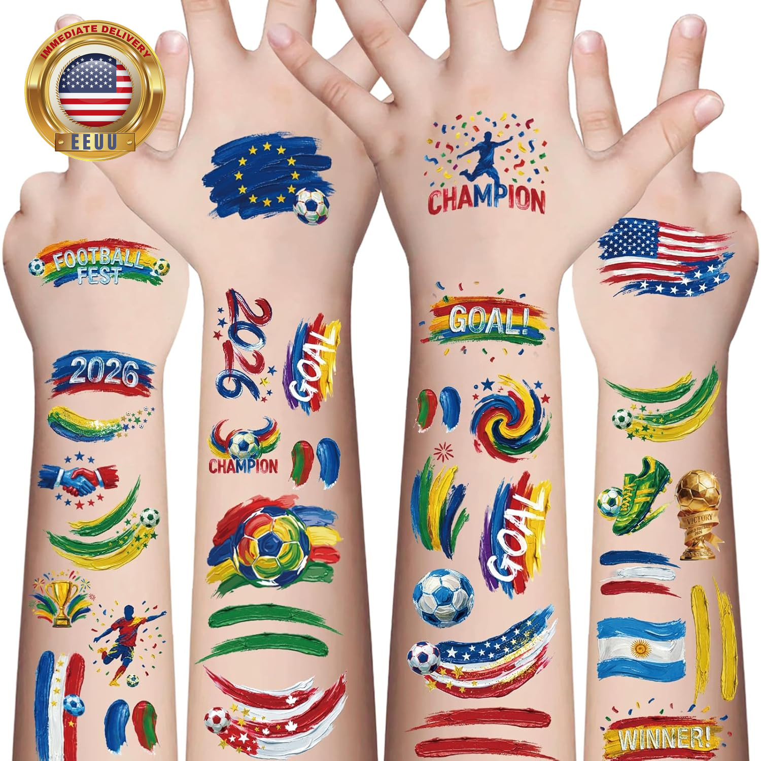 45 Pcs Soccer Tattoos – World Cup Temporary Tattoos for Kids, Adult, Teens, Socc
