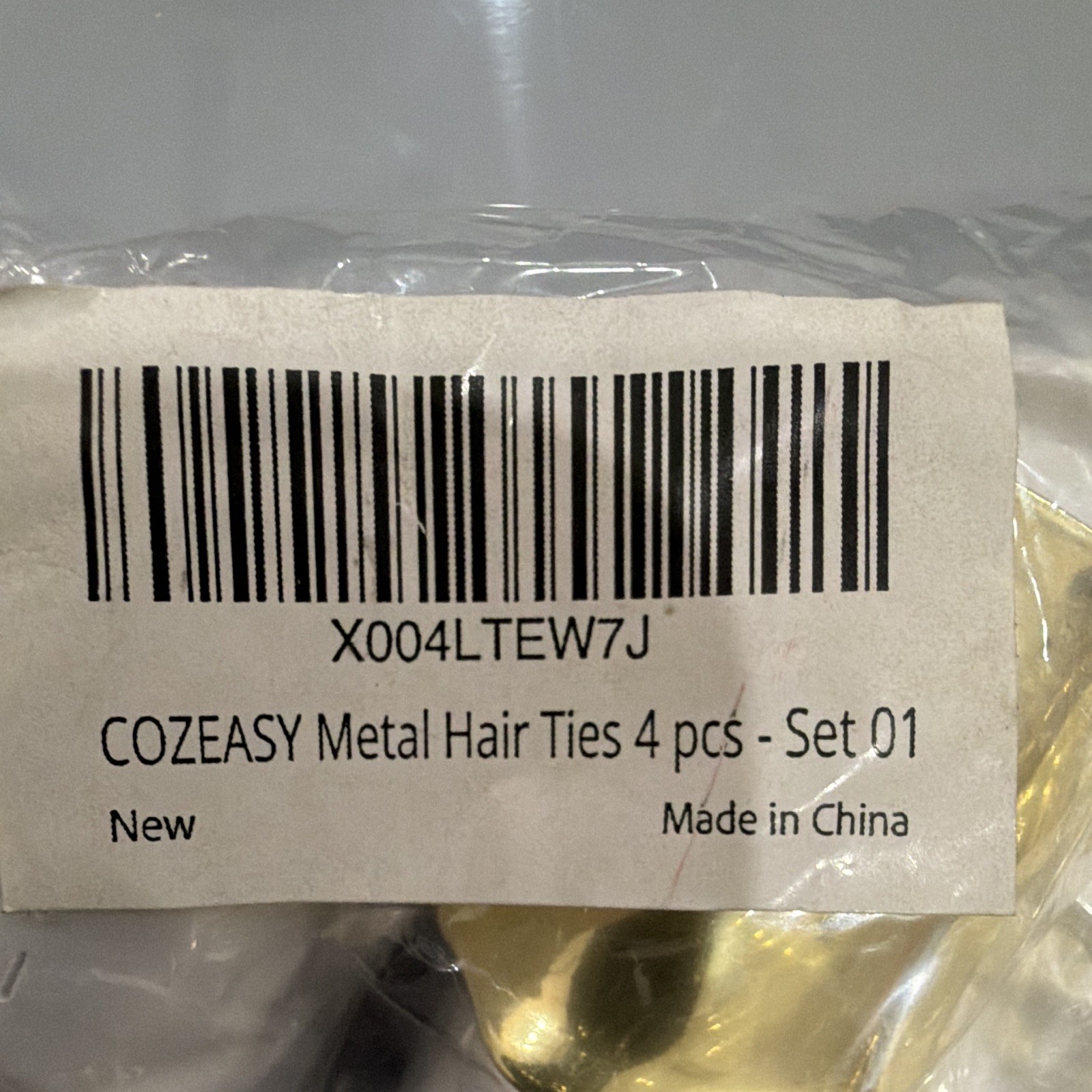 COZEASY Metal Hair Ties Gold & Black Ponytail Cuffs w/ Elastic Bands 4pcs