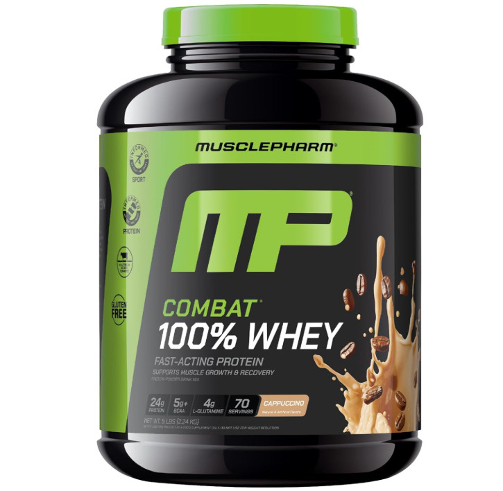 MusclePharm Combat 100% Whey Protein Cappuccino 5lb 70 Servings Whey Isolate Pro