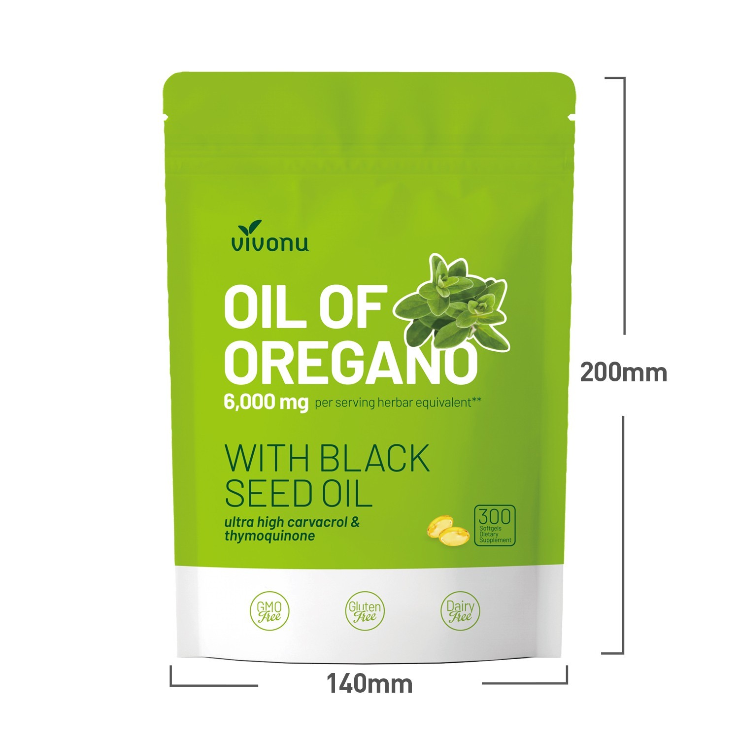 Oil of Oregano 300 Capsules with Black Seed Oil | Natural Antioxidants for Fitne