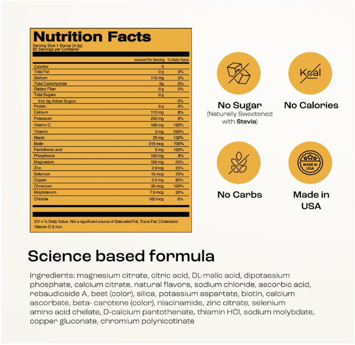 Key Nutrients Selenium Electrolyte Powder, Peach Mango, 90 Servings