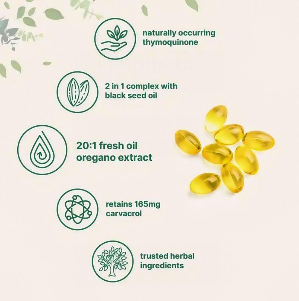 2 in ! Oil of Oregano & Black Seed Softgels Count with Carvacrol, 40% discount 1