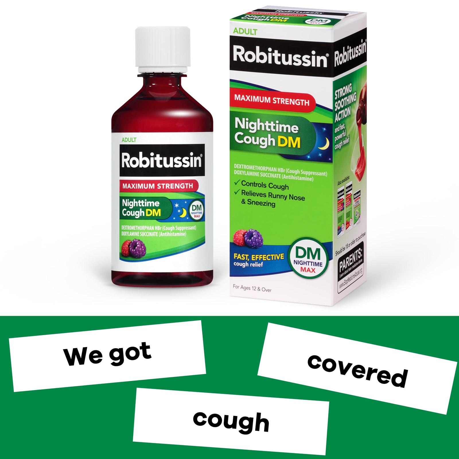 Robitussin Maximum Strength Nighttime Cough DM, 4 Fl Oz, Silver
