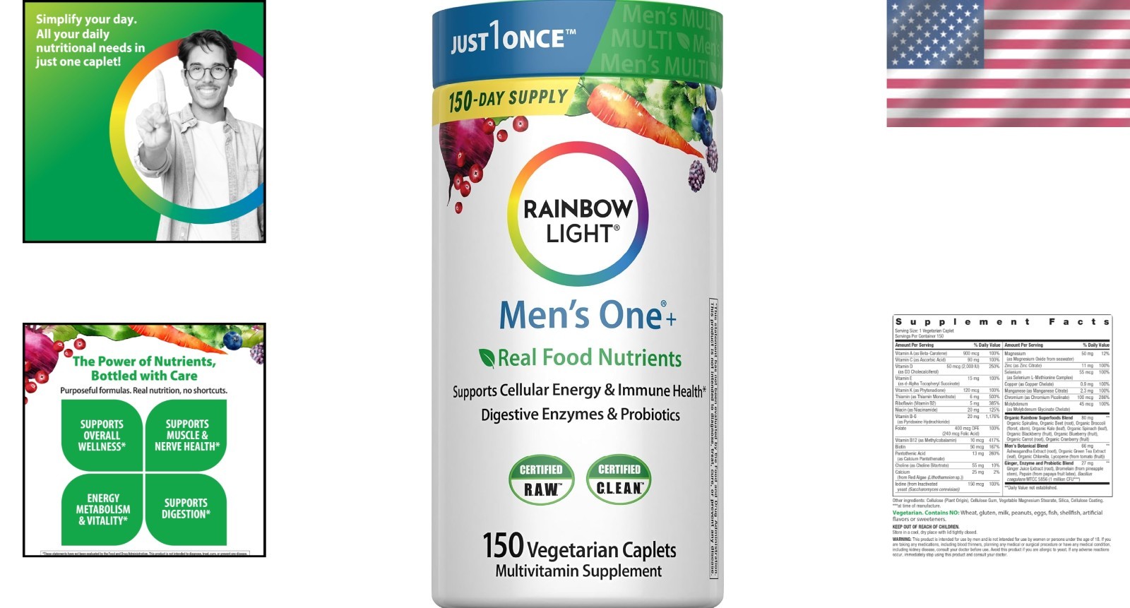 150 Caplets of Men’s One+ Multivitamin | Immune Health & Digestive Boost