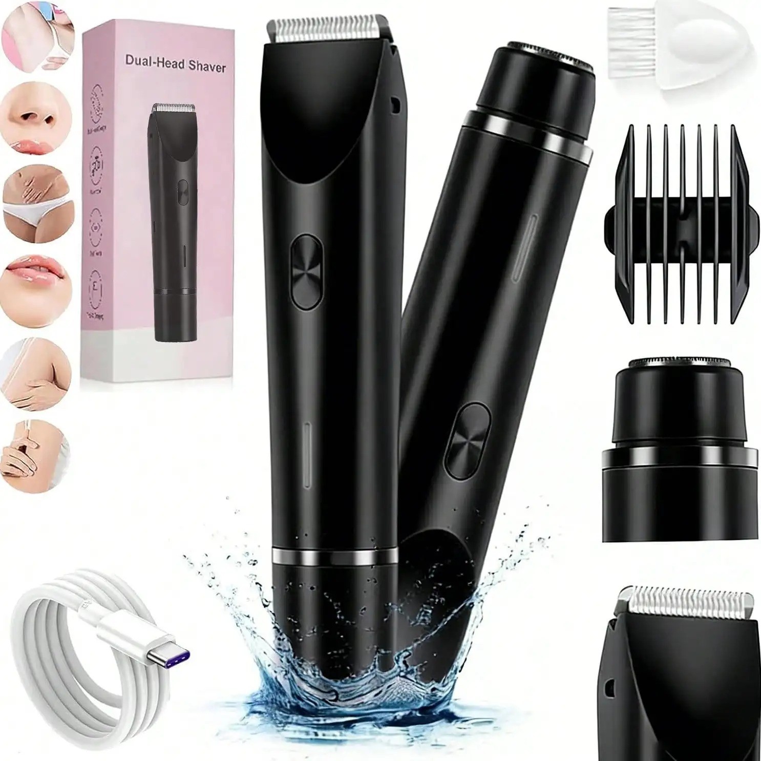 Women’s 2 In 1 Electric Shaver Trimmer Rechargeable Type C Hair Remover