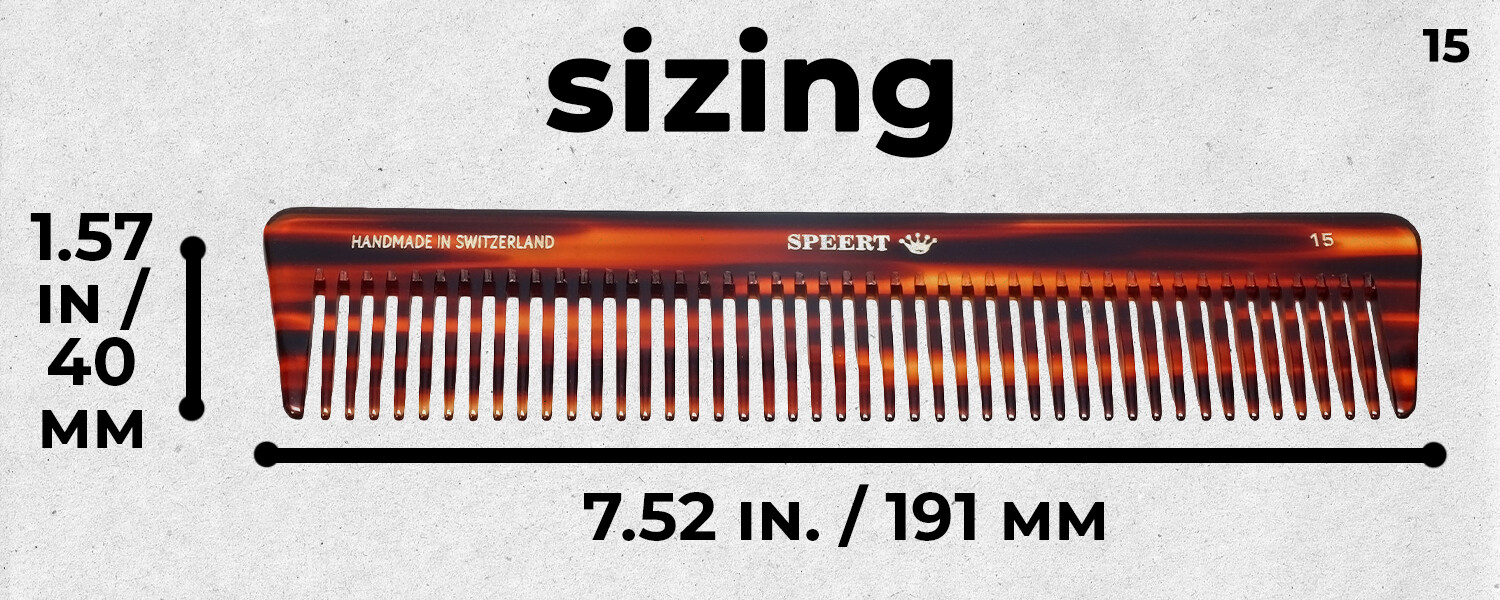 Speert Handmade Swiss European Comb Style #15 7 Inch Wide Tortoise Havana Brown