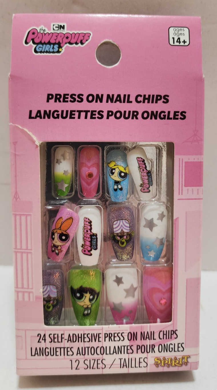 Powerpuff Girls Press On Nail Chips Adhesive Spirit Halloween 24 Pack Brand New