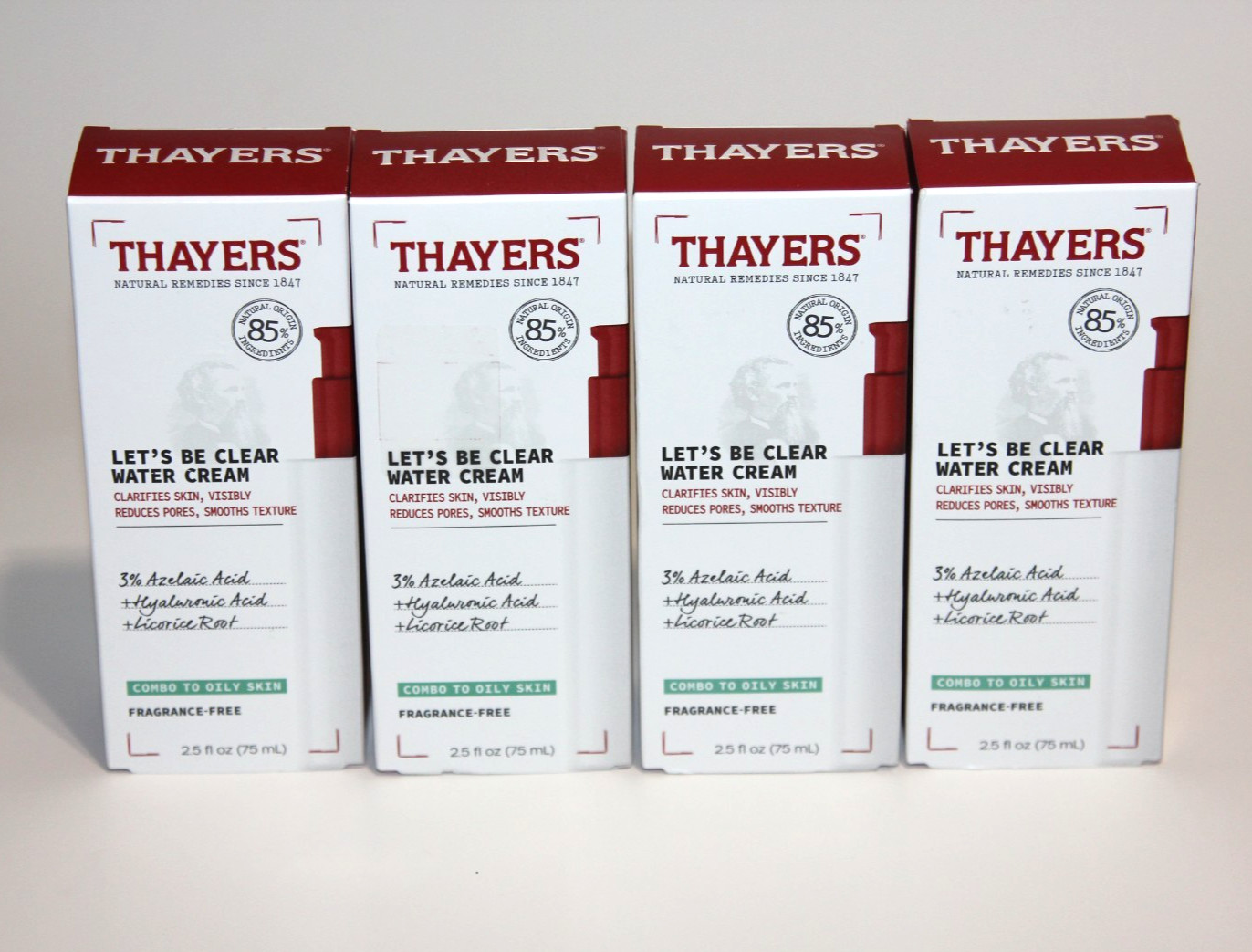 LOT (4) THAYERS LET’S BE CLEAR WATER CREAM COMBO TO OILY SKIN FRAGRANCE-FREE