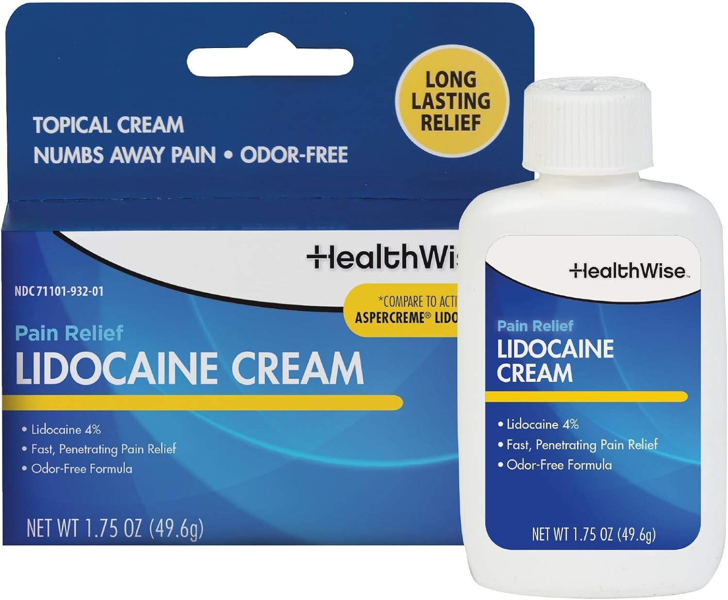 Maximum Strength Lidocaine Cream | Numbs Away Pain | Long-Lasting Relief | Non-G