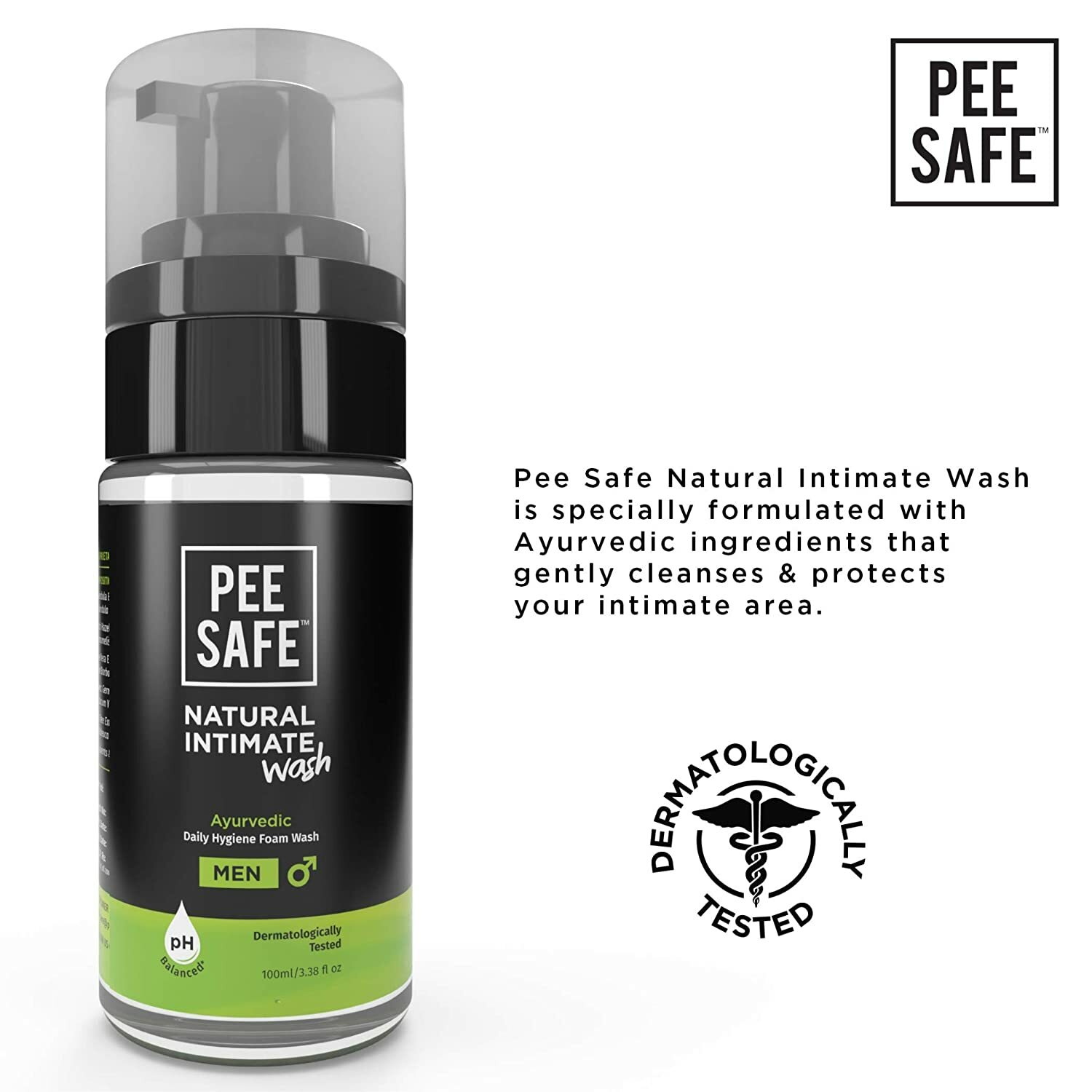 Pee Safe Natural Intimate Wash for Men 100% Alcohol-Free pH Balanced 100 ml