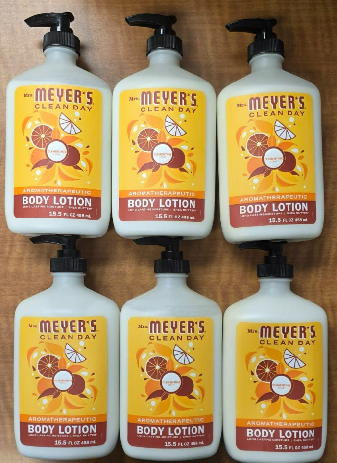 Pack of 6 Mrs. Meyer’s Clean Day Body Lotion, Clementine Scented, 15.5 Oz each.