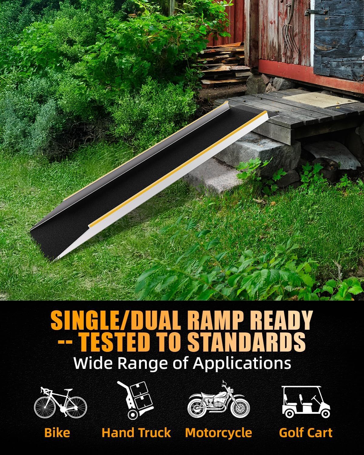 1/2 PCS 4FT Shed Ramp Aluminum Loading Ramp for Lawn Mower Motorcycle Scooter