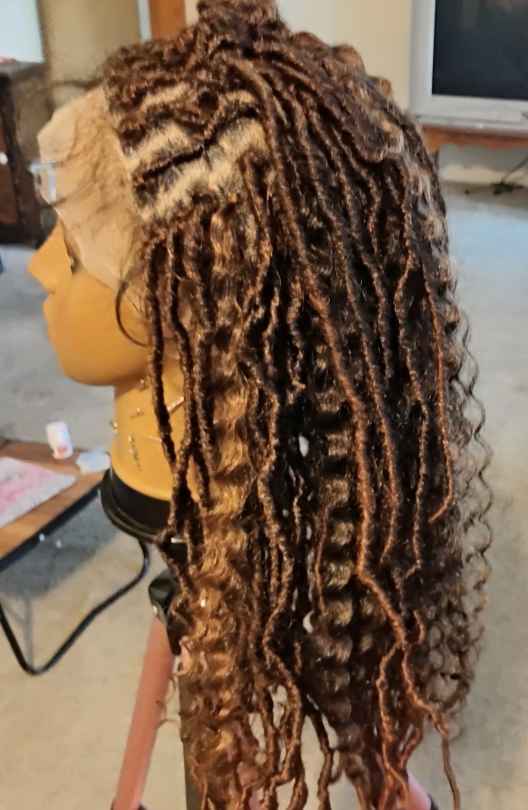 Full Lace BohoFaux Locs Dreadlocks Wig Synthetic Dark Brown/Auburn 21-30in