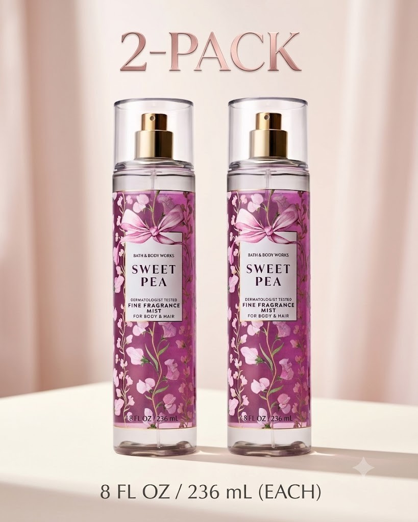 NEW Bath & Body Works 2 PACK Sweet Pea Fine Fragrance Mist 8 fl oz