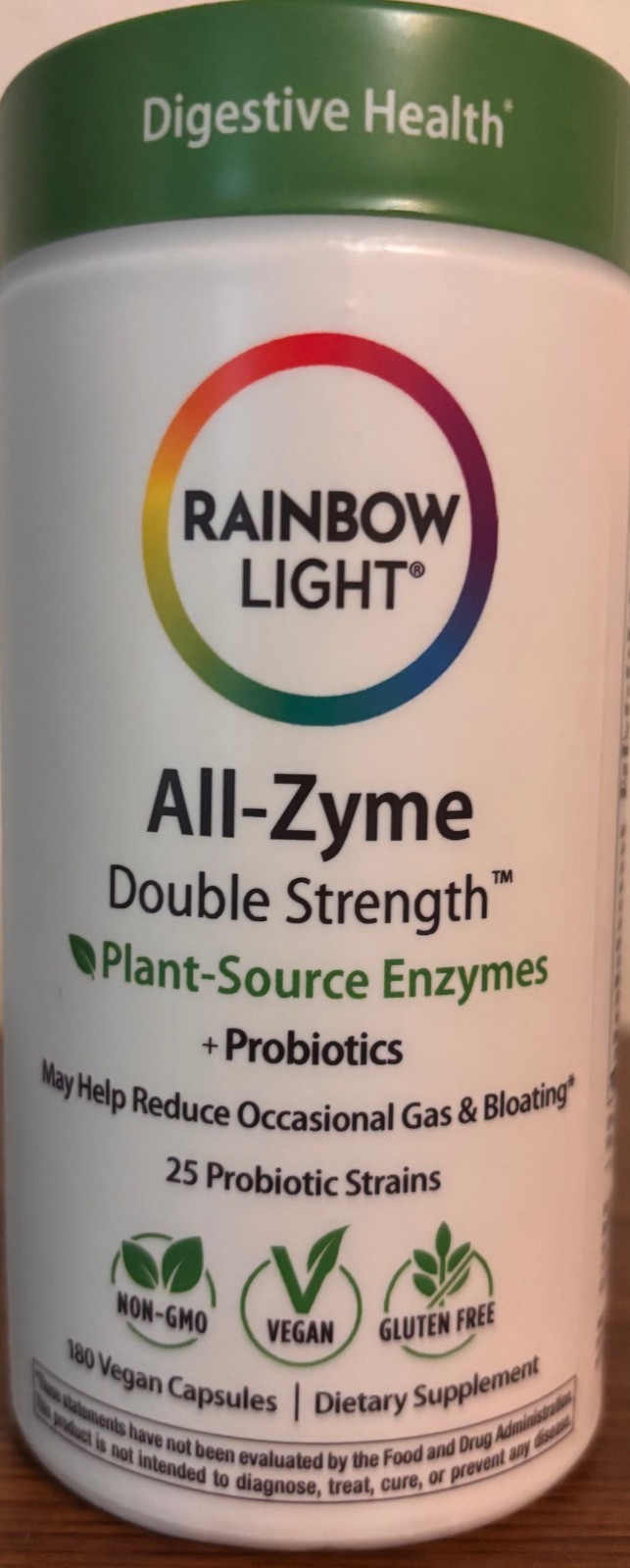 Rainbow Light All-Zyme Double Strength Plant Source Enzymes + Probiotics 180 Cap