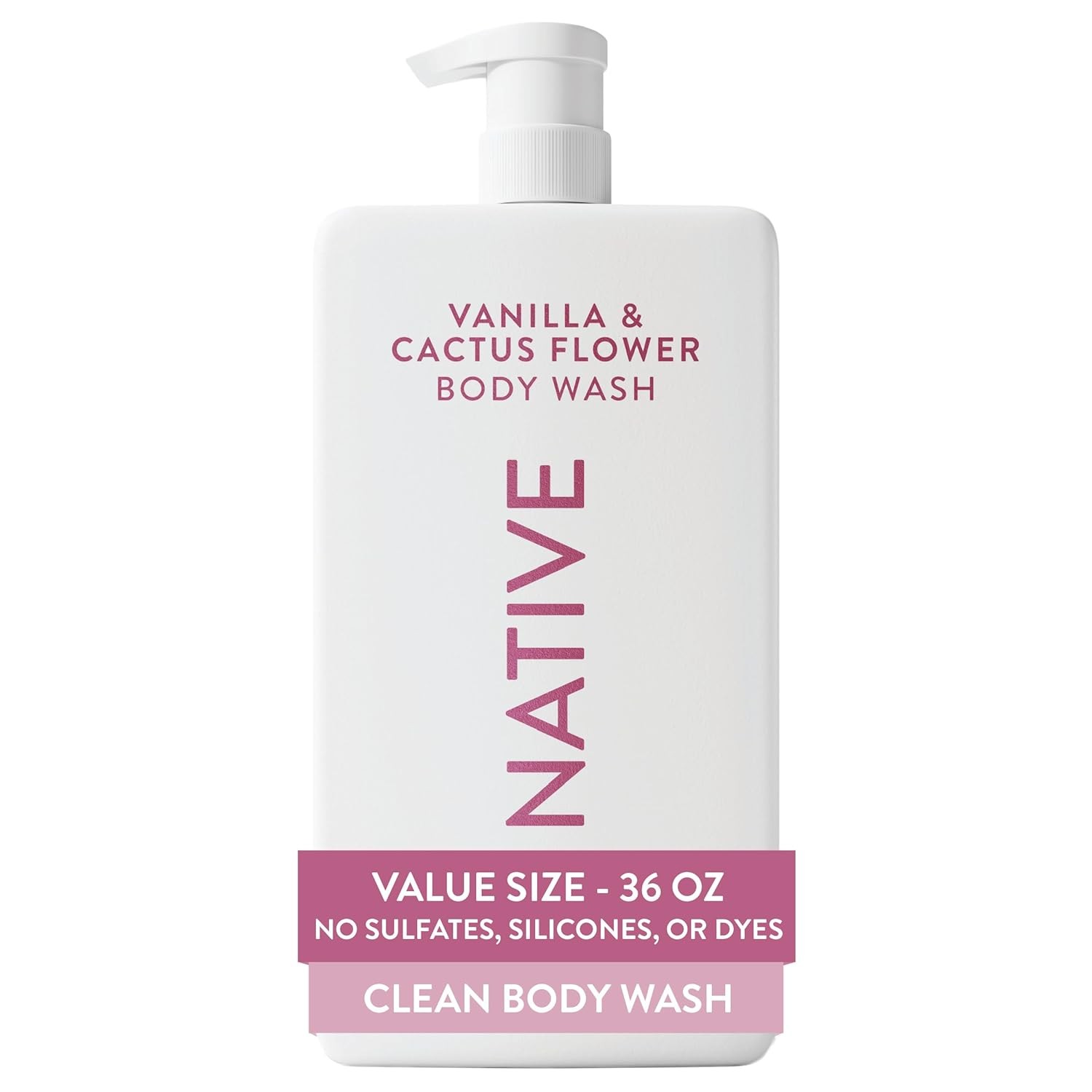 Native Body Wash Vanilla & Cactus Flower Sulfate Free Cleanser 36 oz