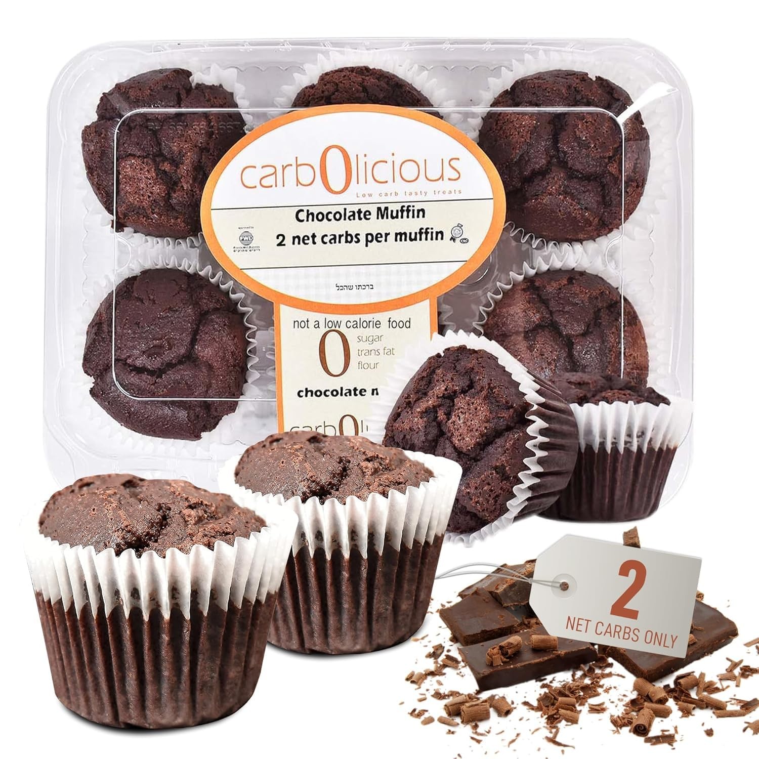 Carbolicious Low Carb Chocolate Muffins 6 Pcs (1-Pack) Sugar free, Keto Friendly