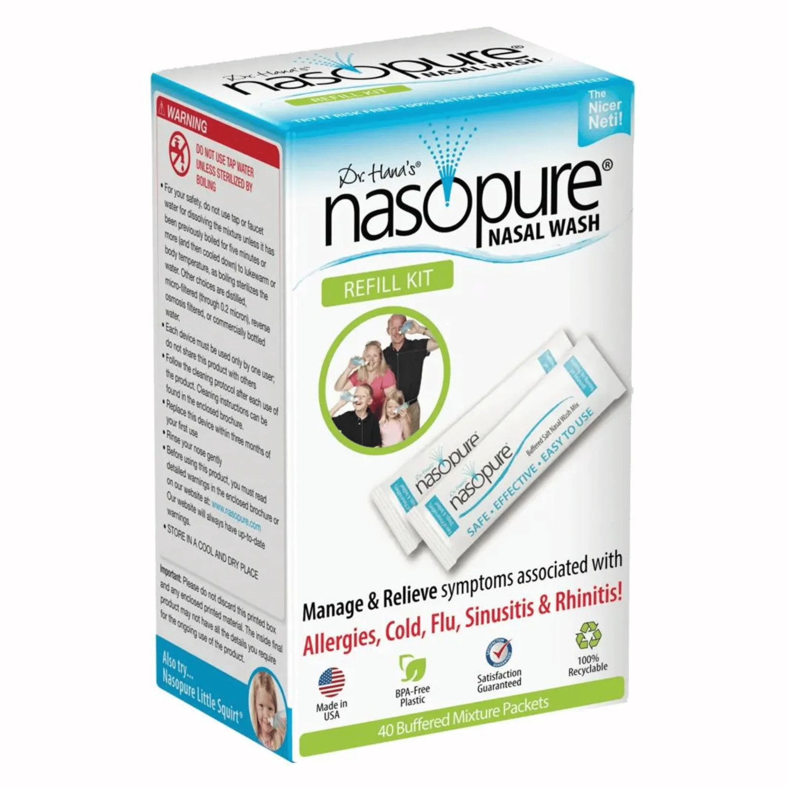 Dr Hana’s Nasopure Nasal Wash Refill Kit 40 Buffered Mixture Packets BB 09/2029