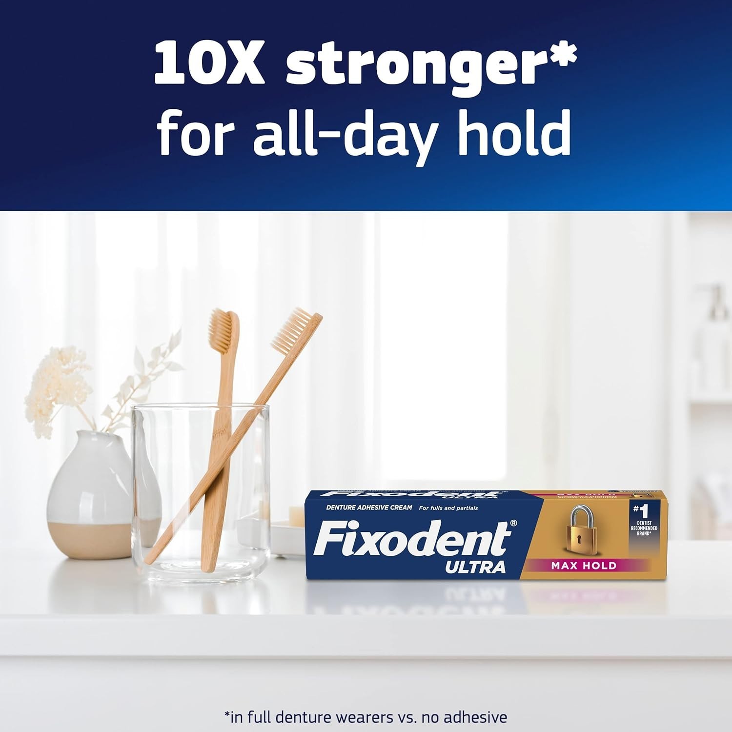 Comfort-Focused Ultra Max Hold Denture Adhesive, 2.2 oz – Prevents Gum Soreness