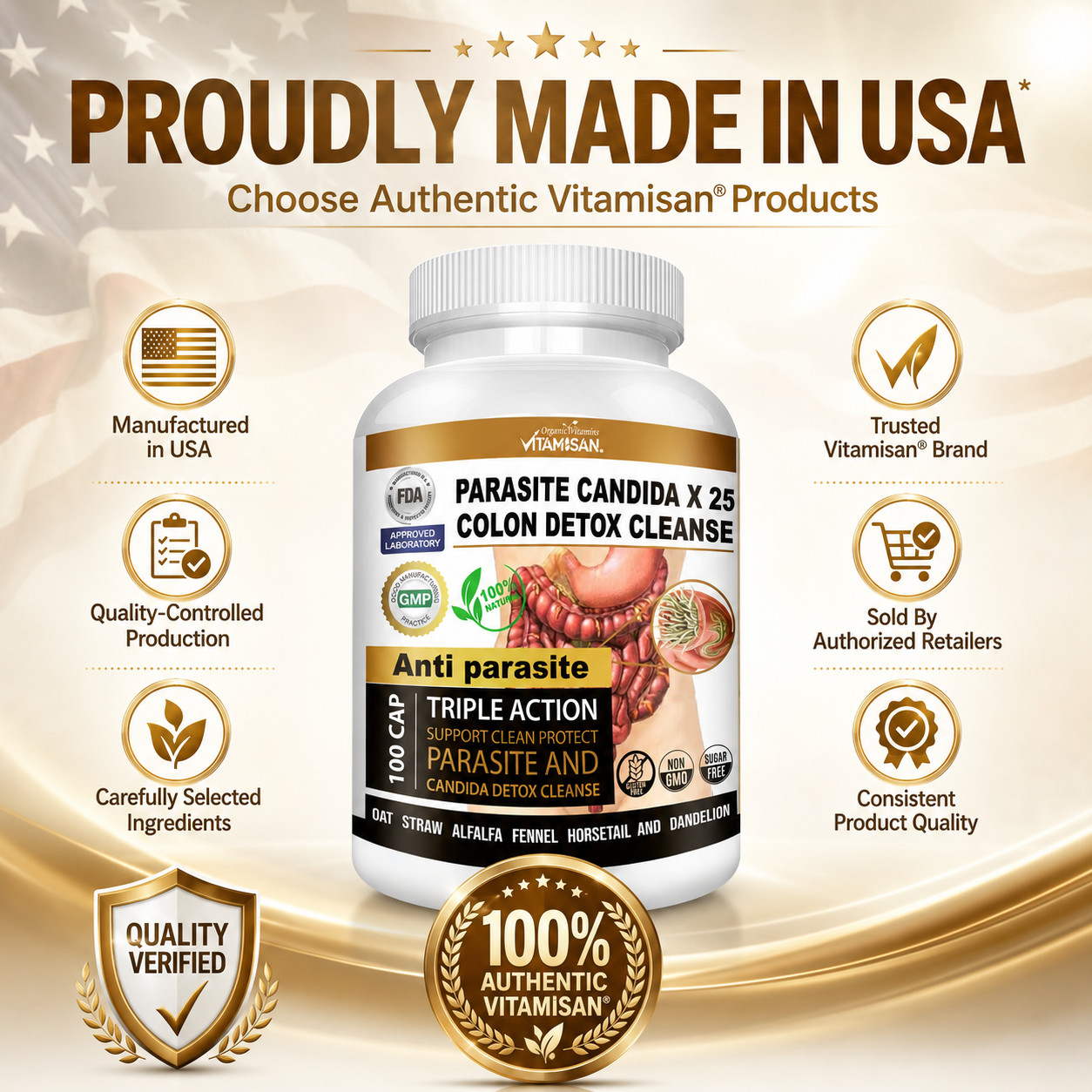 Detox antifungal capsules fungus intestinal support garlic complex candida Duo