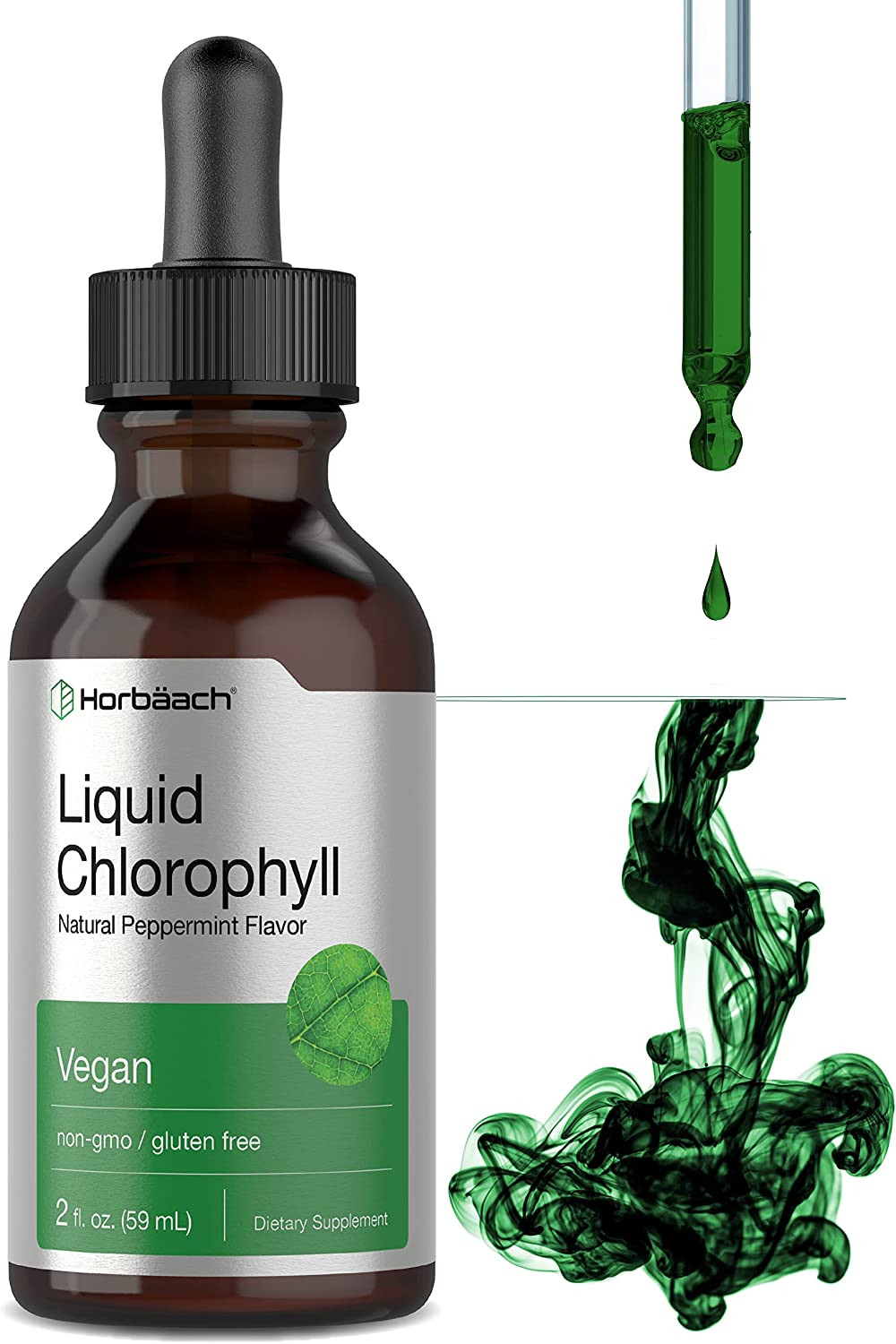Horbaach Liquid Chlorophyll 2-Pack Peppermint Flavor 4oz Vegan Detox Supplement