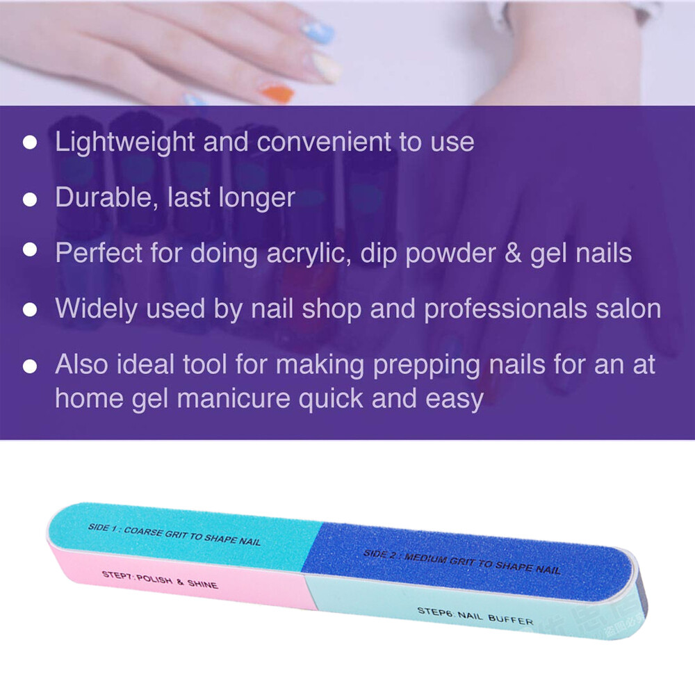 1-10Pcs Manicure Nail File 7 Sided Emery Board Sanding Buffer Shiner File Beauty