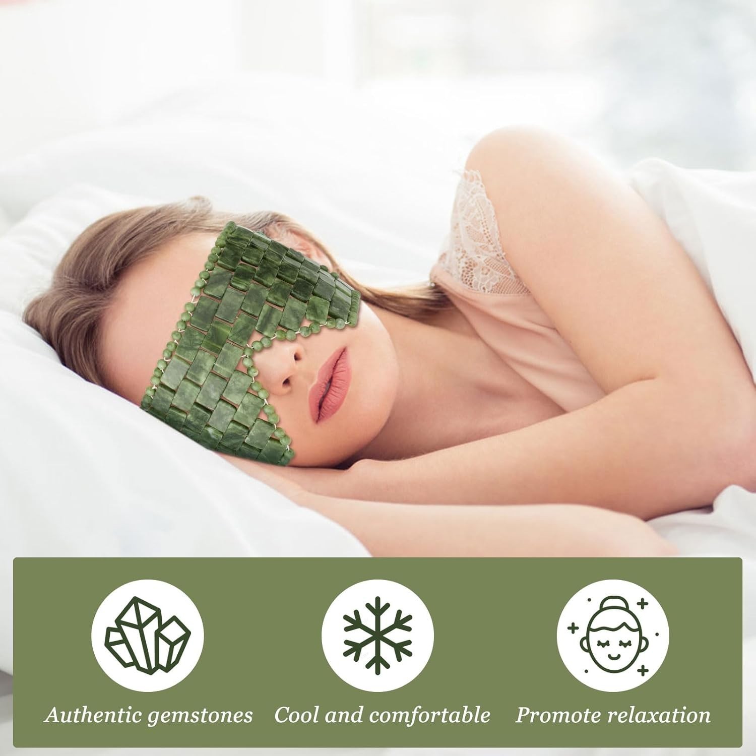 Jade Eye Mask, 2Pcs Large Facial Cooling Mask with 100% Real Jade for Hot & Cold
