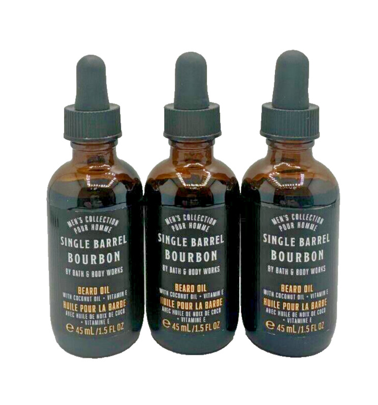 NEW Bath & Body Works Lot of 3 Bottles Single Barrel Bourbon Beard Oil 1.5 oz