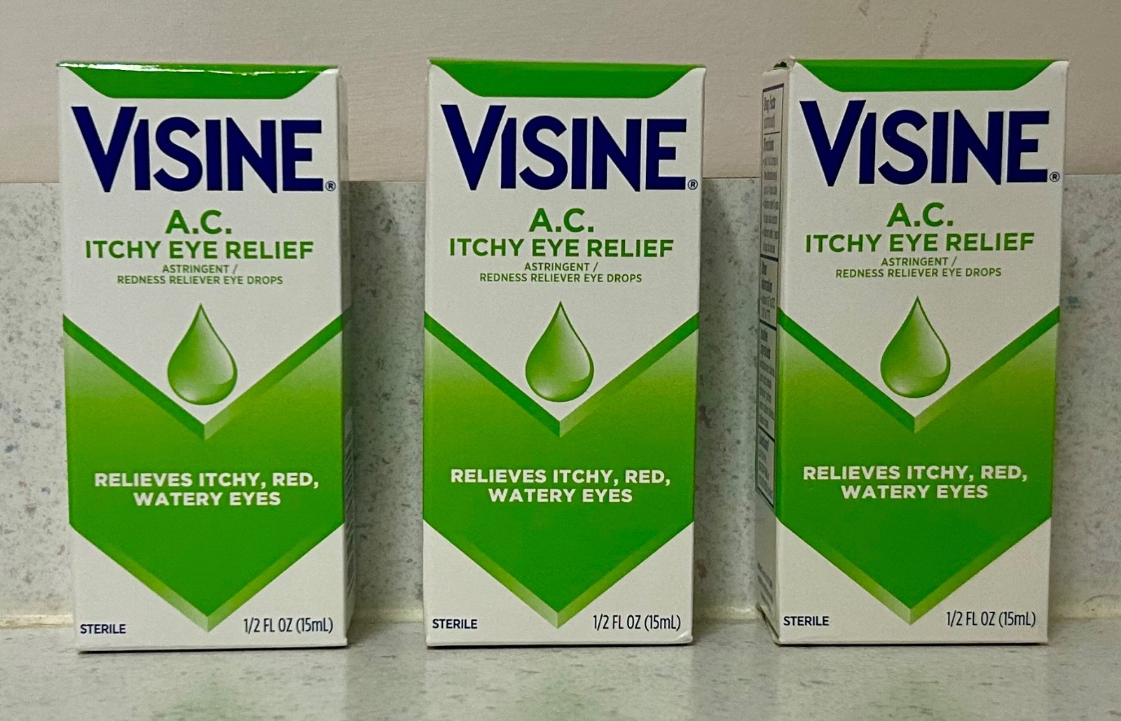 3 Visine A.C. Itchy Eye Relief 1/2 fl oz EXP: 07/2027 HTF