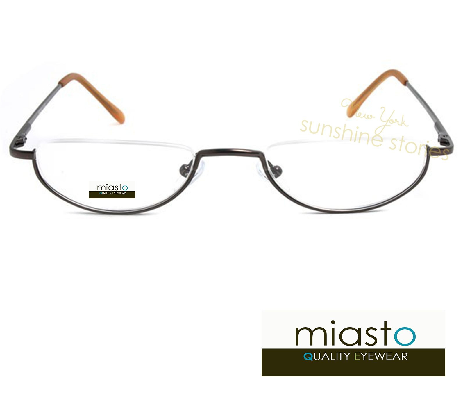 MIASTO SEMI RIMLESS METAL OVAL MOON 1/2 HALF FRAME READER READING GLASSES SPECS