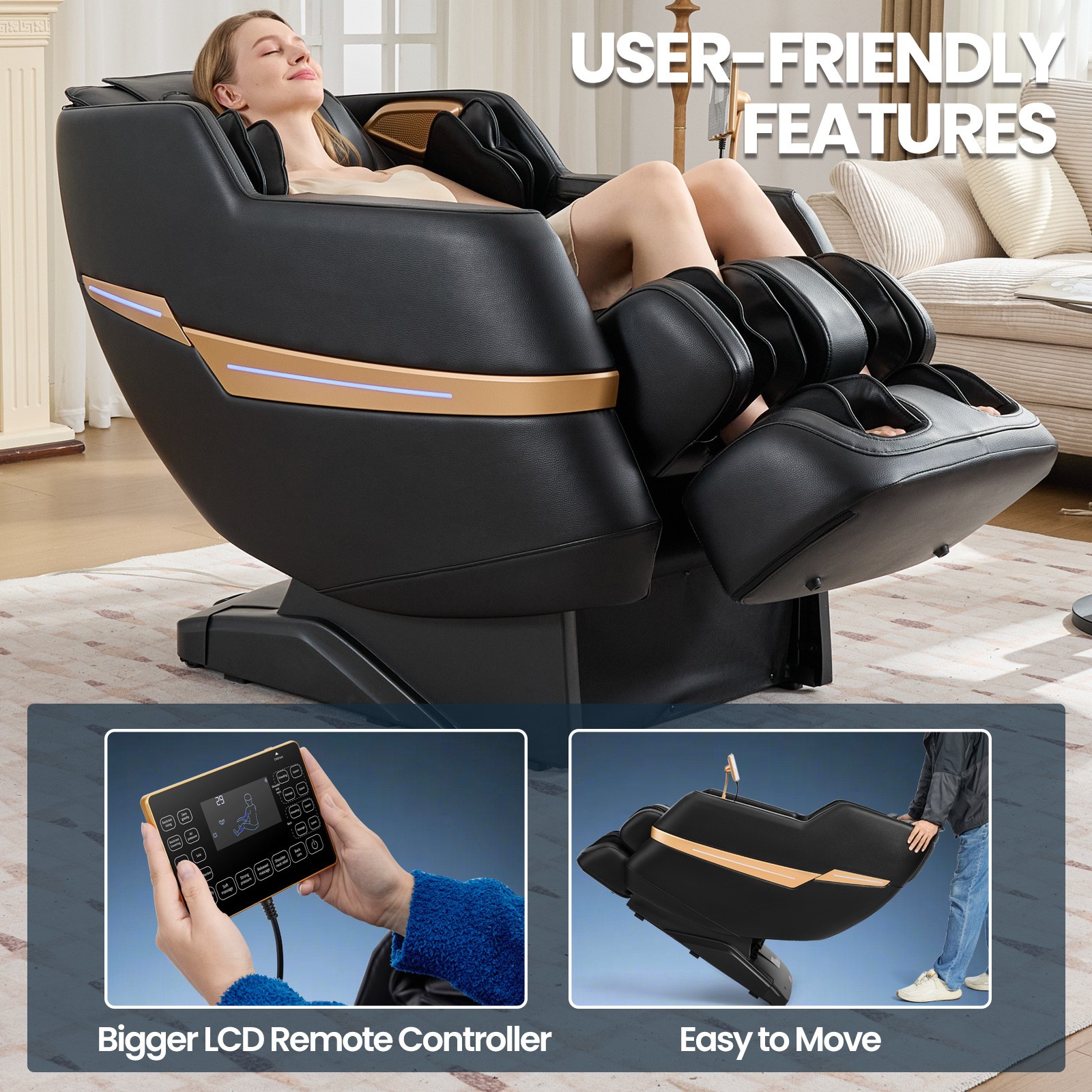 Full Body Zero Gravity Recliner Massage Chair 8 Points,Shiatsu,Heat,Foot Roller